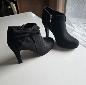 Black high heeled booties